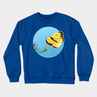 Orange Sulphur Butterfly with Asters Crewneck Sweatshirt